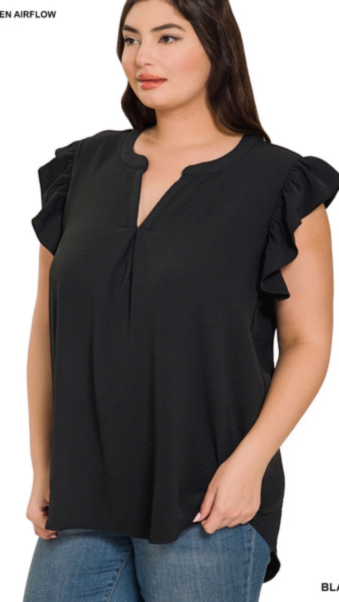 Black Ruffle Top
