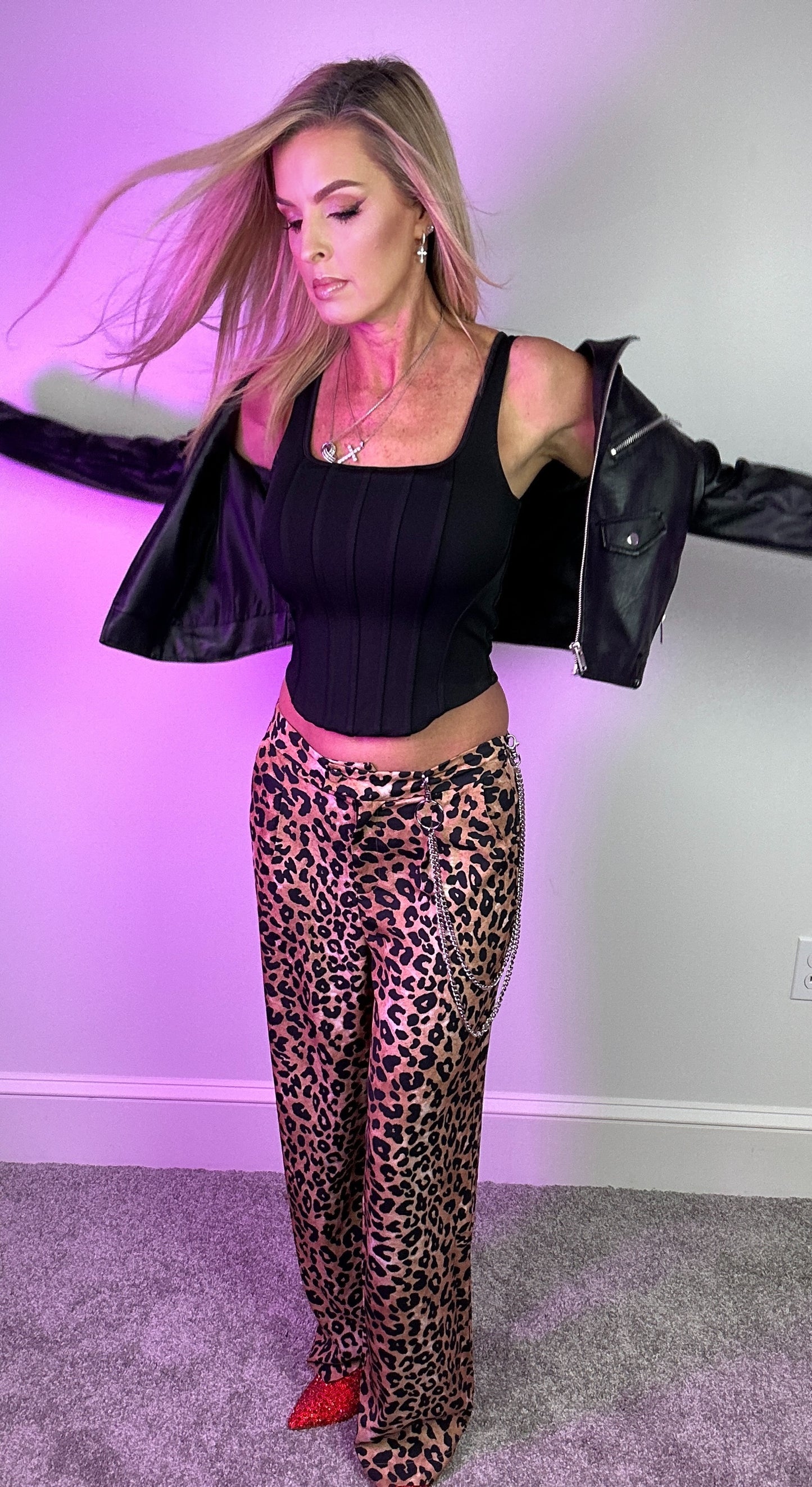 Leopard Print Wide Leg Pants