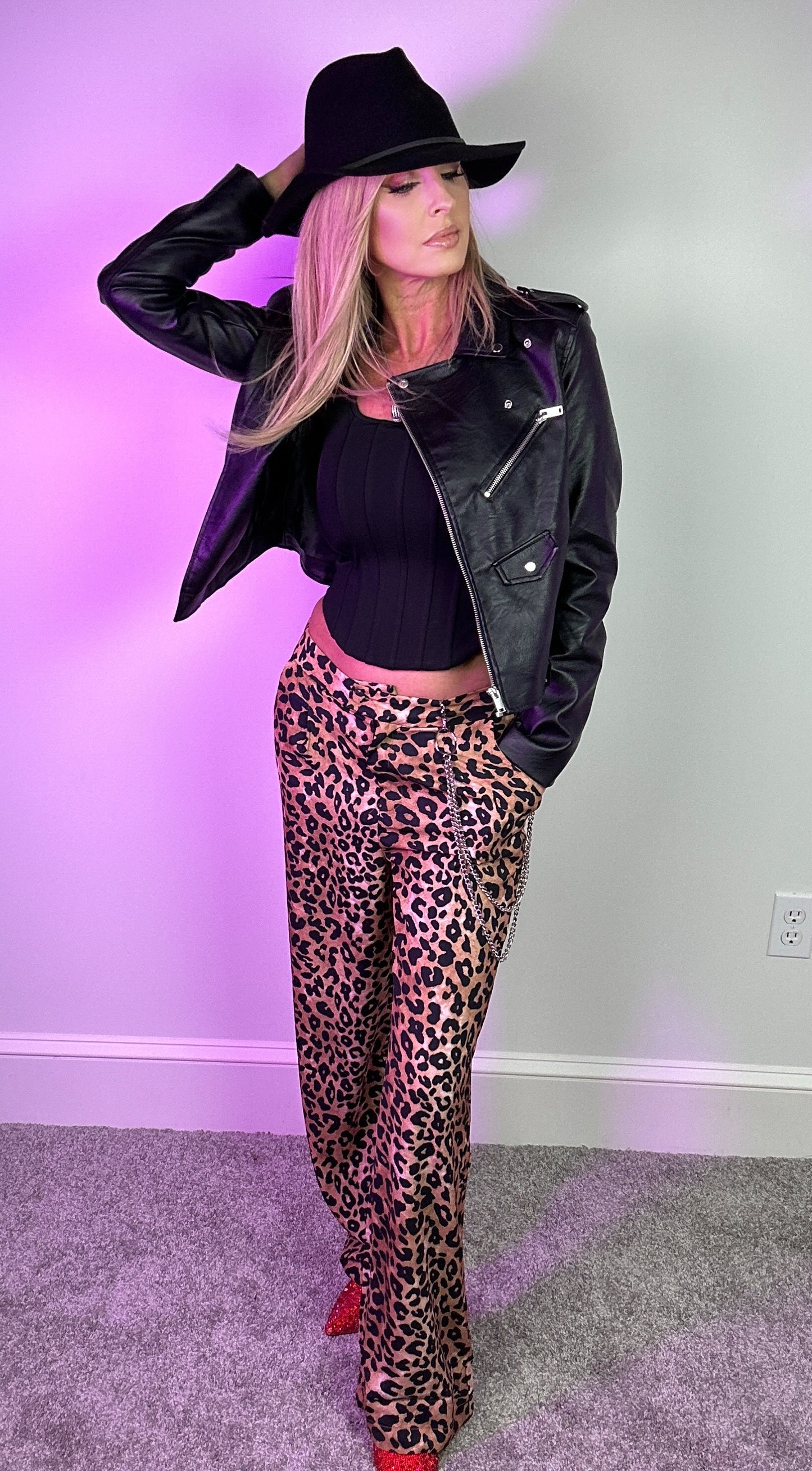 Leopard Print Wide Leg Pants