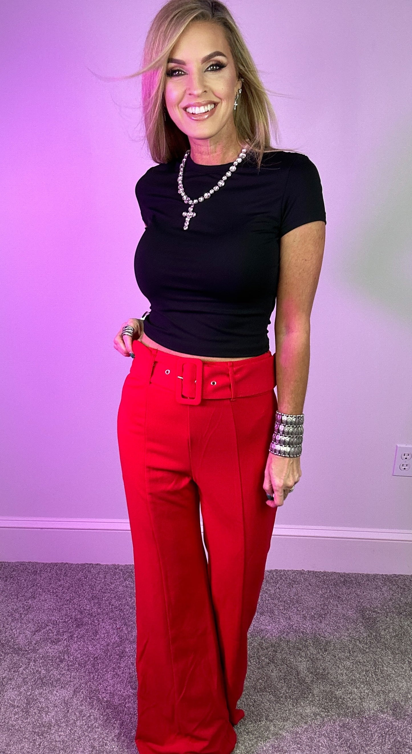 Red Flared Pant