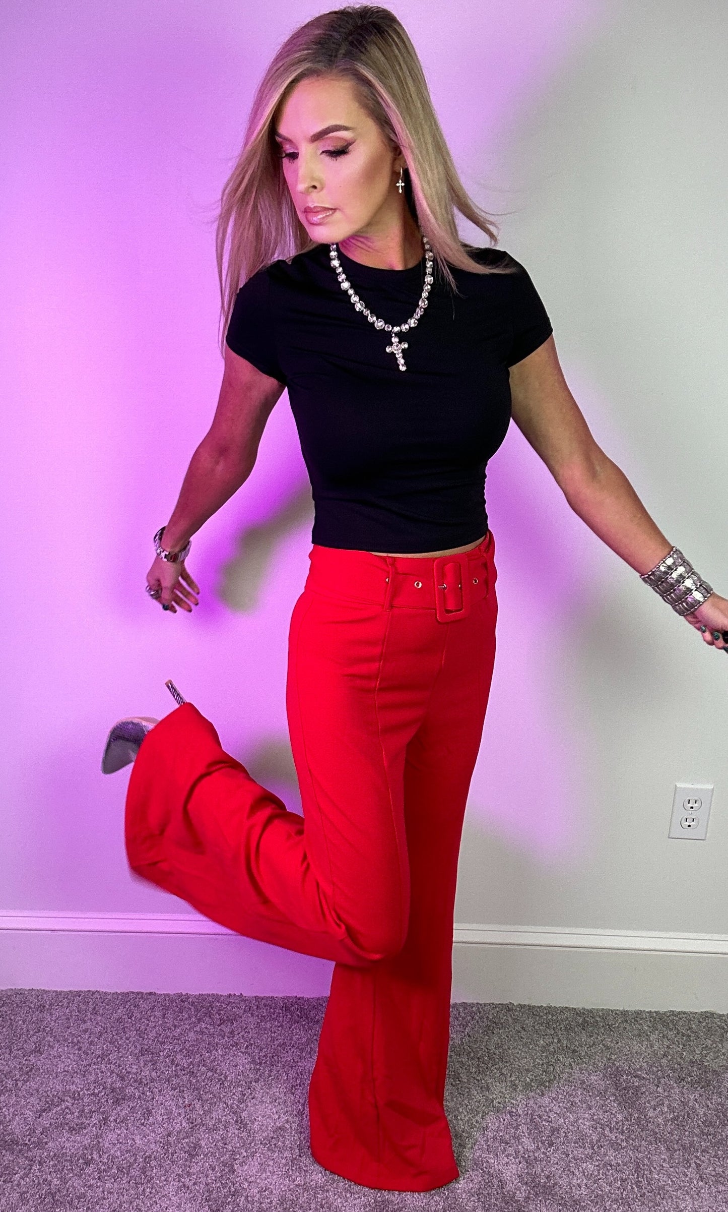 Red Flared Pant
