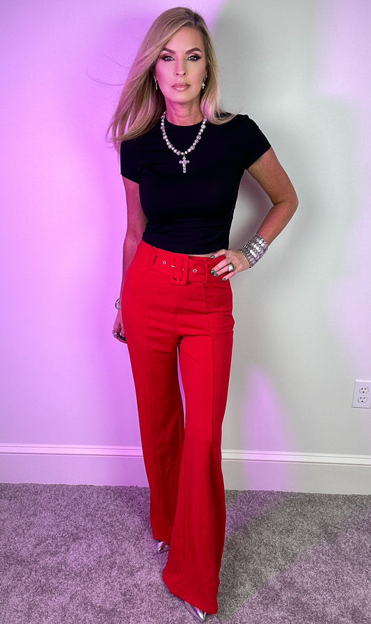 Red Flared Pant