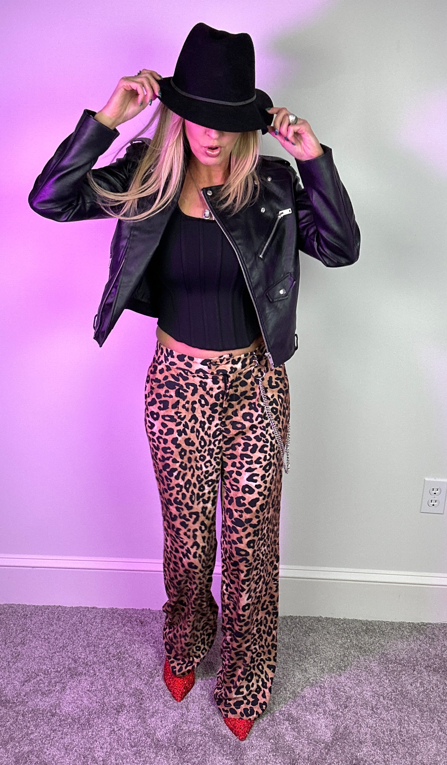 Faux Leather Black Moto Jacket with Pockets