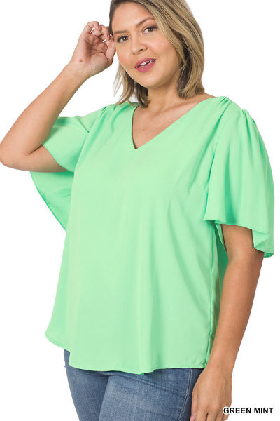 Mint Green V neck Top
