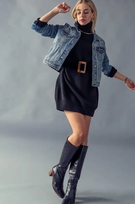 Distressed denim trucker jacket
