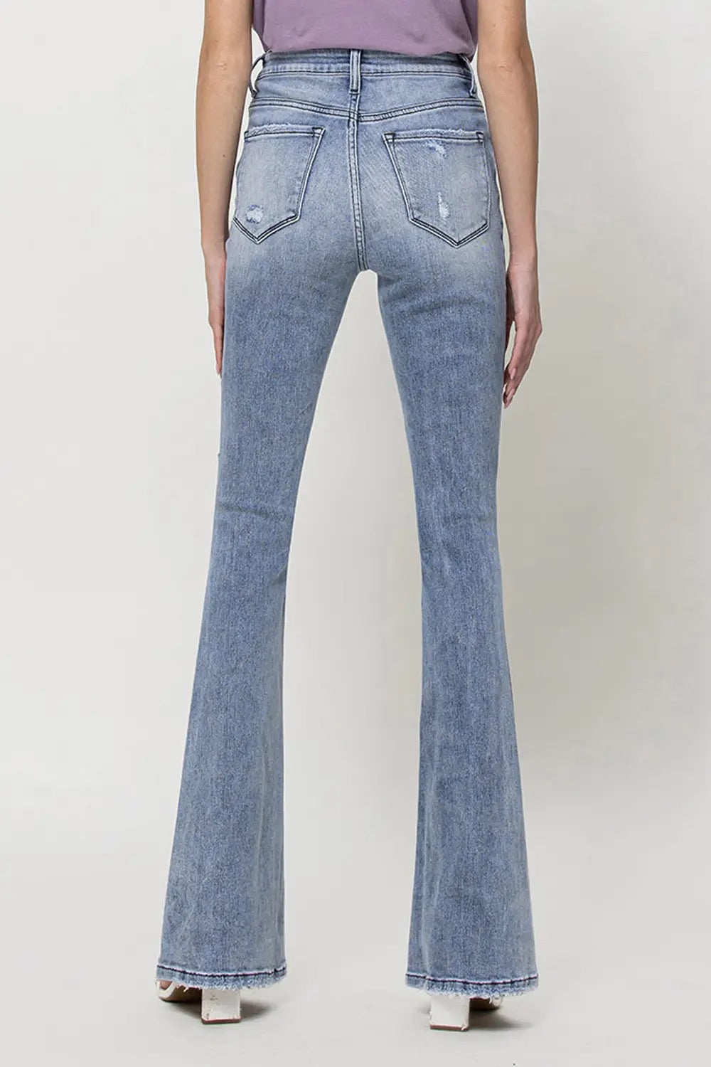High Rise Criss Cross Flare Jeans