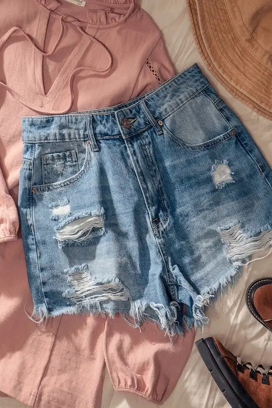 Destroyed Jean Shorts
